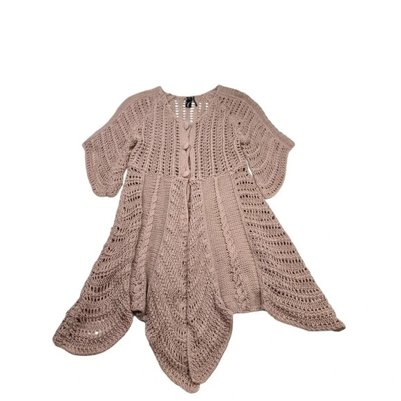 ii Sisters Rose Pink Knot Fairy Cardigan Sweater Large - Picture 1 of 11